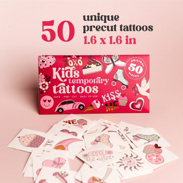 Kids Temporary Tattoos - Love & Hearts Style