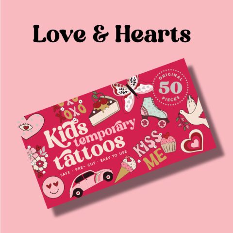 Kids Temporary Tattoos - Love & Hearts