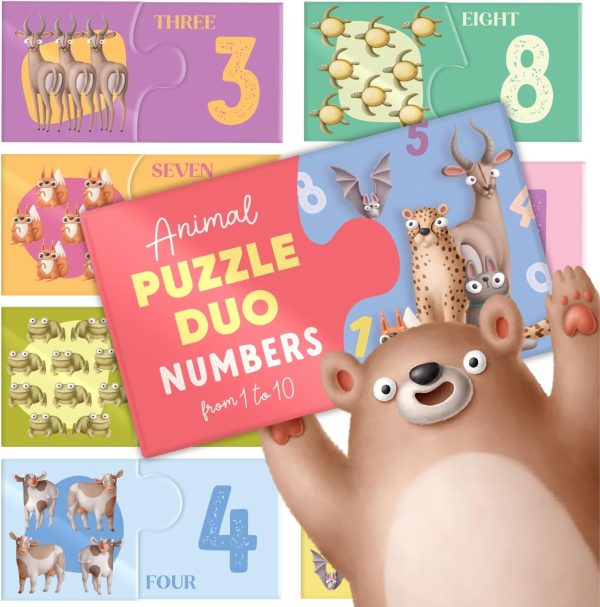 Animal Puzzle Duo Numbers, 2+ Years, Colorful Pieces with Animal Designs