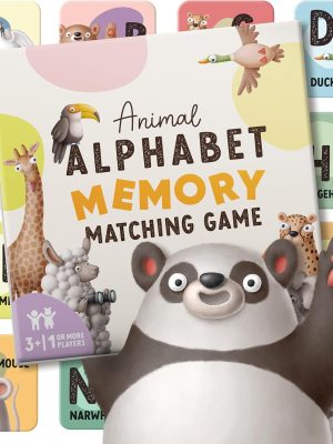 Matching Game for Kids - Alphabet Animals - 52 Memory Cards Board Game - Ages 3+